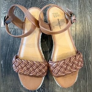 Time and Tru Tan Braided Ankle-Strap Sandals